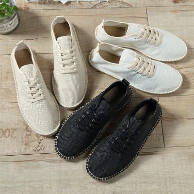 China CUSHIONING Men's Straw Woven Flat Shoes Men's Fisherman's Breathable Casual Shoes White Casual Shoes Wholesale for sale