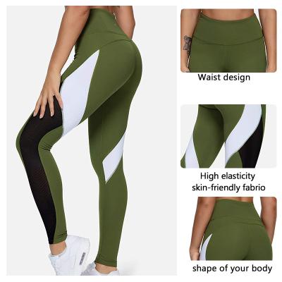 China Breathable Ladies Two Color Splicing 8% Spandex High Waisted Gaiters And Lady Yoga Leggings 92% Polyester Butter Soft Pants for sale