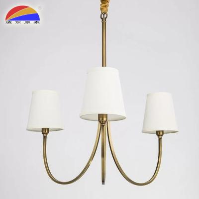 China Hotel 3 Lamps Fabric Pendant Lamp Fit E14 LED Copper Bulbs For Home Hotel for sale