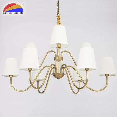 China Modern 9 light copper chandelier and pendant light fit E14 for large living room hotel for sale