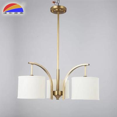 China Modern 3 Fix E14 LED Pendant Lights Copper Fabric Ceiling Light Lamp Bulbs For Hotel Home Restaurant for sale