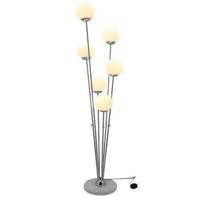 China Modern 6 Way Lights Globe Glass Floor Light Lamp E14 Fit Led Bulbs for sale