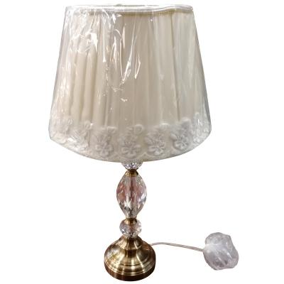 China Modern iron T/T fabric crystal table light reading lamp fit E26 or E27 led bulb for hotel home office for sale