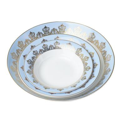 China Viable Gold Initial Faceted Bone China Fine Tableware Sets Bon Porcelain Royal Motherland for sale