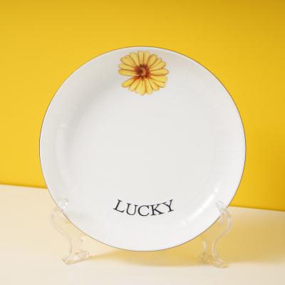 China New Design Sustainable Flower Daisy Plates Sets Dinnerware Porcelain Ceramic Dinner Dishes for sale