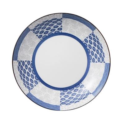 China Blue Japanese Style Dish Tableware Sustainable Printed Wholesale Ceramic Dish for sale