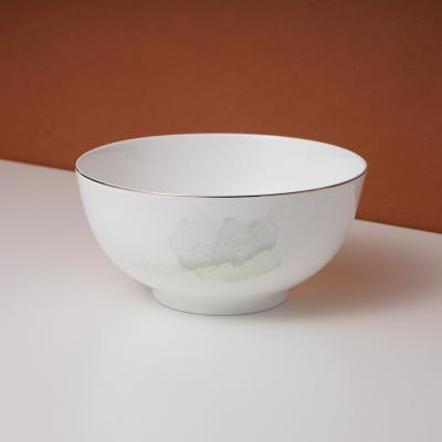 China Sustainable Factory Style Bone China Bowl Bone China Dinnerware Fine White With Gold Rim for sale