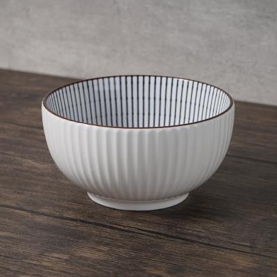 China Wholesale Viable Underglazed Carved Japanese Ceramic Bowl Set Dinnerware Bowl Ceramic Bowl Set for sale