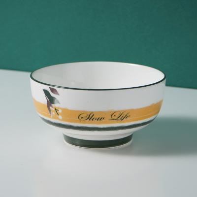 China Viable Ceramic Noodle Bowl Salad Bowl Porcelain Pattern Factory Ceramic Soup Bowl for sale