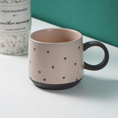 China Viable Modern Style Stoneware Heart Style Matte Mug Pink Ceramic Mug Pink Coffee Mugs for sale