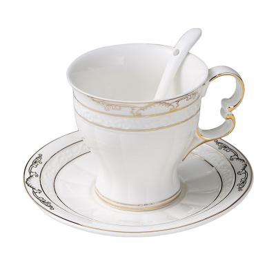 China Sustainable Wholesale High Quality Vintage Tea Cups White Stock Tea Cup With Plate Tea Cup Set Ceramic for sale