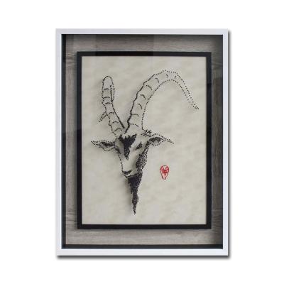 China Contemporary 3D Pin And Nail Antelope Head Painting Framed Wall Art Paintings Decor for sale