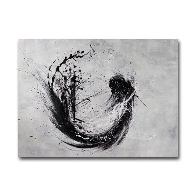 China Handmade Modern Black and White Modern Abstract Oil Painting for Wall Decor for sale