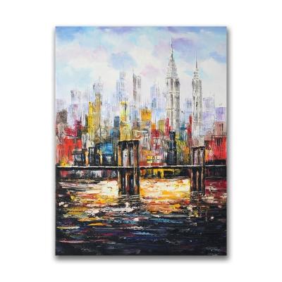 China Modern Colorful Cityscape Contemporary Art Paintings for Decoration for sale