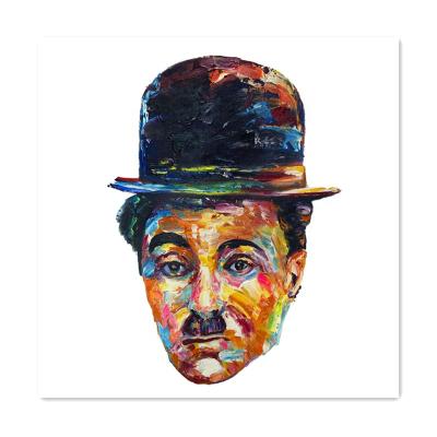 China Modern Charlie Chaplin Palette Knife Oil Painting Portrait from Modern Artwork from Photo for sale