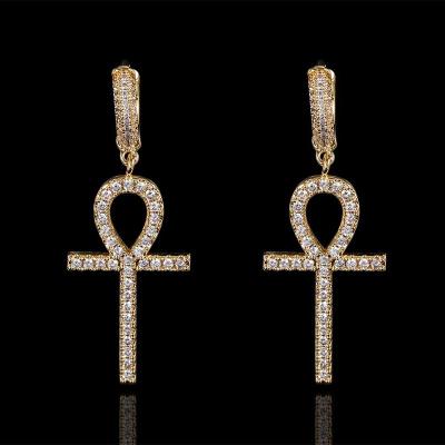 China Hiphop 925 Silver Cross Pendant Moissanite Earrings With 14k 18k Drop Earrings For Women Latest Gold Earring Designs for sale