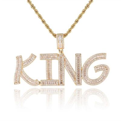 China Hiphop Gold Plated VVS Moissanite Diamonds Cuban Chain with 3D Custom Name Hip Hop Letter Pendant  Initial Pendant Iced Out Jewelry for sale