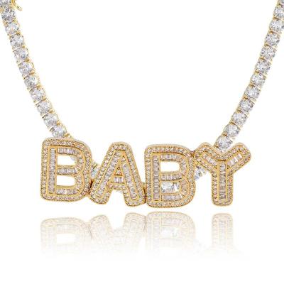 China Hiphop Moissanite Diamond Hip-hop Jewelry 3D Necklace Customized with Personalized Logo and Name Pendant, made of 925 Sterling Silver for sale