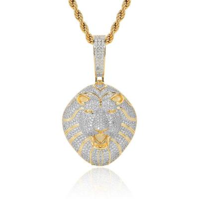 China Hiphop The best-selling hip-hop necklace features a lion head pendant with Moissanite diamond accents, made of 925 sterling silver for sale