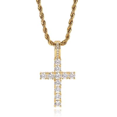 China Hiphop cross twisted chain pendant Necklace Silver Layered Pendants 925 Sterling Silver925 Trendy Latest Designs Moissanite Pendant for sale