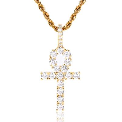 China Hiphop cross pendant necklace Plated Gold Custom Pendants Jewelry Sterling Silver 925  Vvs Head Piece Hip Diamond Jesus Moissanite for sale