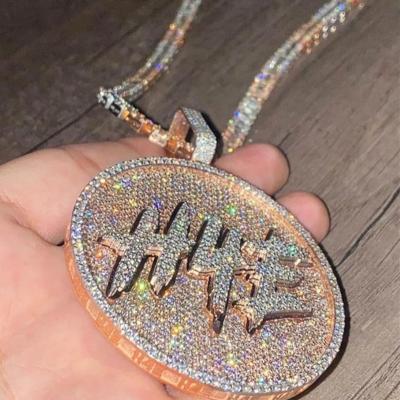 China Hiphop Fashion Hip-Hop Ice Frosted Mulberry Stone Diamond Hip-Hop Pendant Paired With 925 Silver Luxury Necklace for sale