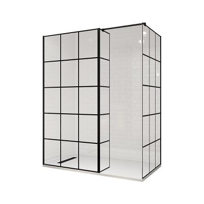 China Bathroom Contemporary Hot Selling Black Aluminum Tempered Glass Walk In Shower Enclosure for sale