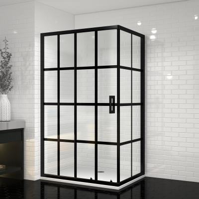 China Contemporary Corner Black Framed New Design Aluminum 6mm Tempered Glass Sliding Door Shower Enclosure for sale