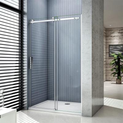 China Contemporary Tempered Glass Frameless Bypass Sliding Shower Door for sale