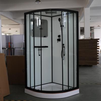 China Contemporary Gray Black And Transparent Low Tray Clear Glass Shower Enclosure for sale