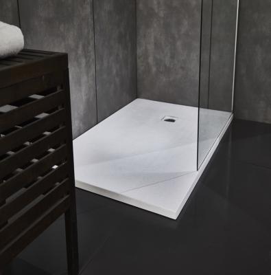 China Contemporary Stone Rectangular Shape White Resin Shower Tray for sale