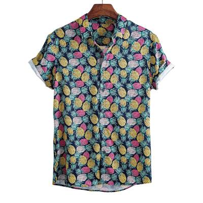 China New Fashion Hot Print Casual Short Sleeve Shirt Men's Button Anti-pilling Hawaiian Short Sleeve Shirt for sale