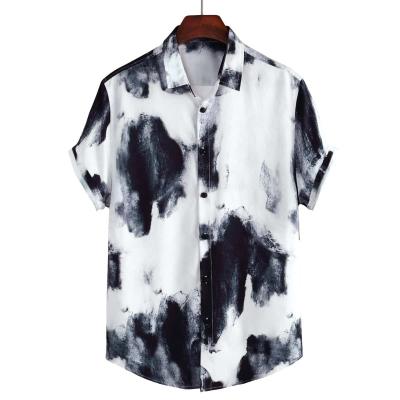 China Anti-pilling 2022 New Summer Fresh 3D Digital Hawaiian Polyester Lapel Irregular Printed Shirts for sale