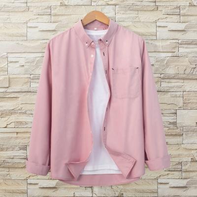 China Anti-pilling Latest Casual Fitted Button Up Plain Plain Satin Pocket Color Long Sleeve Dress Shirts For Men for sale