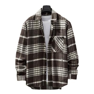 China Fashionable And Warm Mens Long Sleeve Plaid Flannel Custom Made Oversized Basic Shirts Anti-pilling for sale