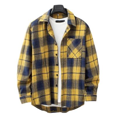 China New Fashion Anti-pilling Custom Men's Warm Casual Pocket Winter Flannel Plus Size Long Sleeve Check Shirts for sale