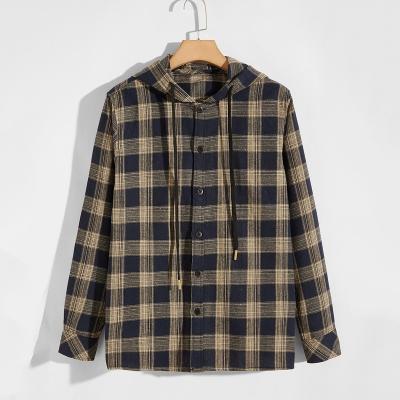 China High Quality Men's Classic Casual Anti-pilling Button Flannel Plaid Long Sleeve Oversized Hoodie Shirt for sale