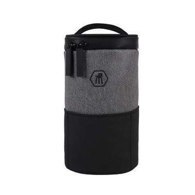 China GRAY Nylon Waterproof Fashionable Mesh Zipper Cylindrical Makeup Toiletry Pouch Toiletry Bag for sale