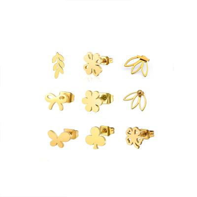 China High Quality Mixed Flower Stud Earrings Sunflower Leaf Cactus Stud Earrings Drop Good Needle Butterfly Earrings Hugging Gold For Women for sale