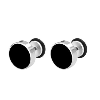 China Allergy Hip Hop Stud Earrings Boys Earrings Silver Black Gold Plated Circle Earring Fashion Woman Jewelry Men's Stud 2021 'stainless steel for sale