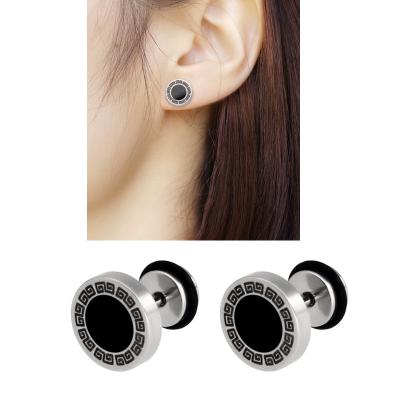 China CLASSIC designer earrings stud jewelry makers stainless steel black silver Indian stud earrings texture for sale