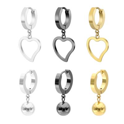 China TRENDY Women's 18K Gold Plated Heart Shaped Love Dangle Geometric Ball Dangle Earrings Sexy Earrings For Ladies Metal Jewelry African for sale