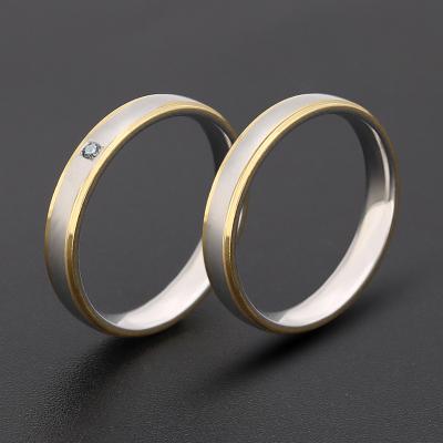 China Cute titanium steel men's and women's stainless steel ring gold zircon gold arc couple rings ring gold plated female for sale