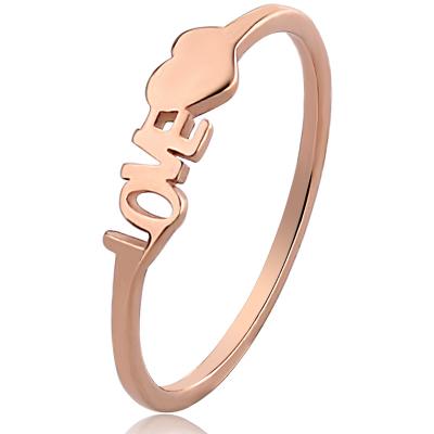 China New BOHEMIA Fine Titanium 18K Rose Gold Love Heart Ring Even Stainless Steel Index Finger Ring for sale