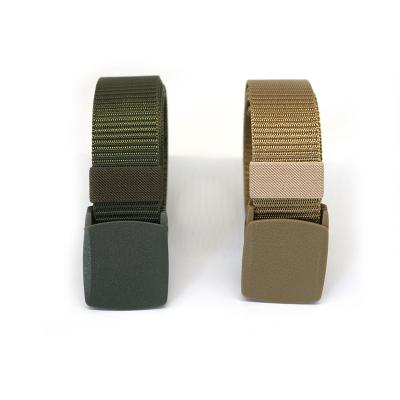 China Custom Made High Quality Durable Nylon Army Outdoor Activities Ribbon Tactical Belt Hold Up Belt With Automatic Plastic Buckle for sale