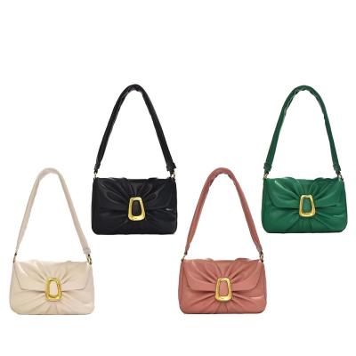 China Polyester Fashion Design Messenger Bag With Lock Bow-knot Handbag Luxury PU Clutch Bag With Pleats for sale