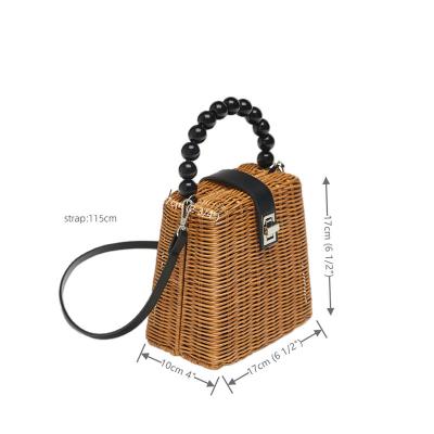 China Multifunctional Simple Design Summer Fashion Handwoven Rattan Box Square Cross - Shoulder Body Tote Bag for sale