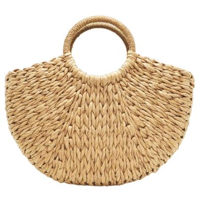 China New Popular Multifunctional Round Handle Tote Handmade Straw Bag Daily Beach Used Fashion Handbag for sale