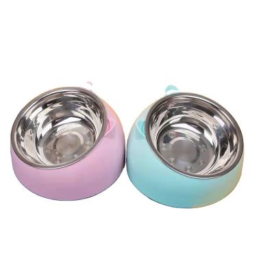 China Sustainable Multicolor Stainless Steel Pet Food Bowl Same Style For Cats And Dogs for sale