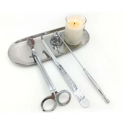 China Factory Wholesale Universal Candle Cutout Sniffer with Tray Candle Accessories Scissor Sniffer Plunger Silver Candle Wick Trimmer for sale